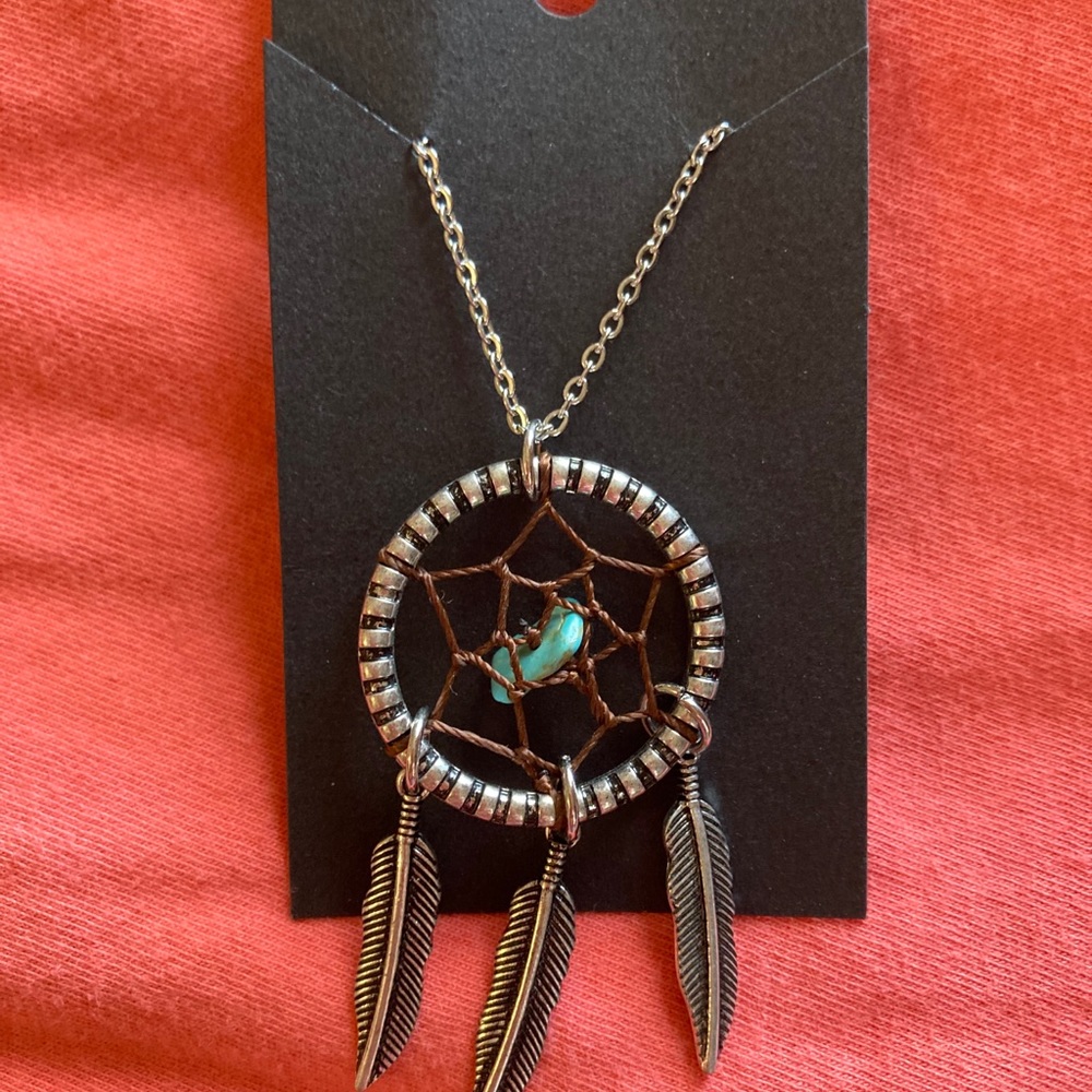Cool Dreamcatcher Silver Tone Necklace